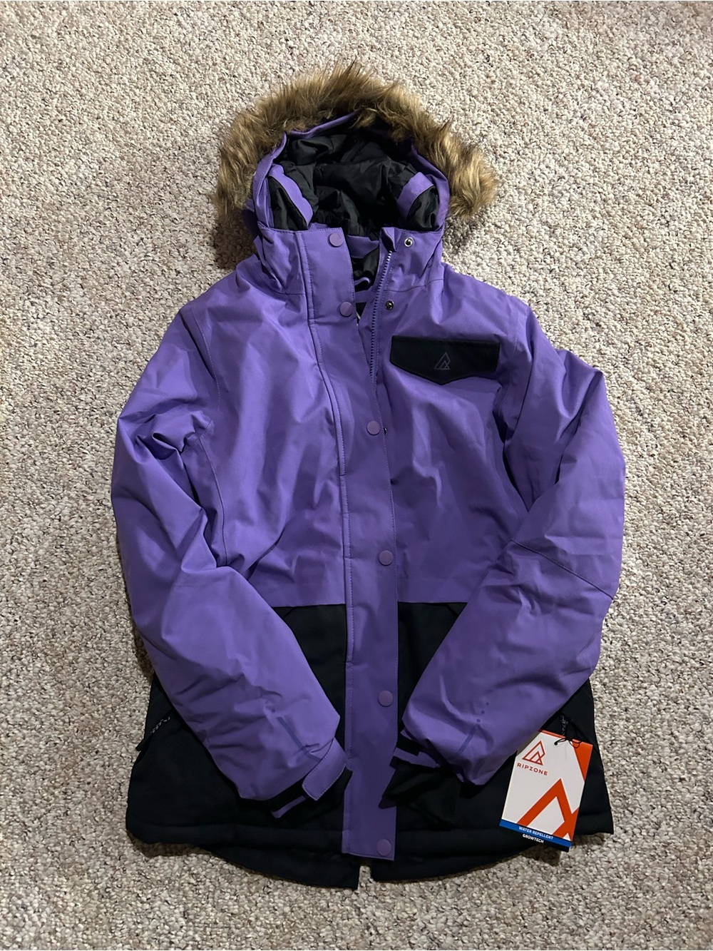 New Ripzone Youth Girl’s Purple Winter Jacket w/ Growtech - Size XL (18/20) NWT